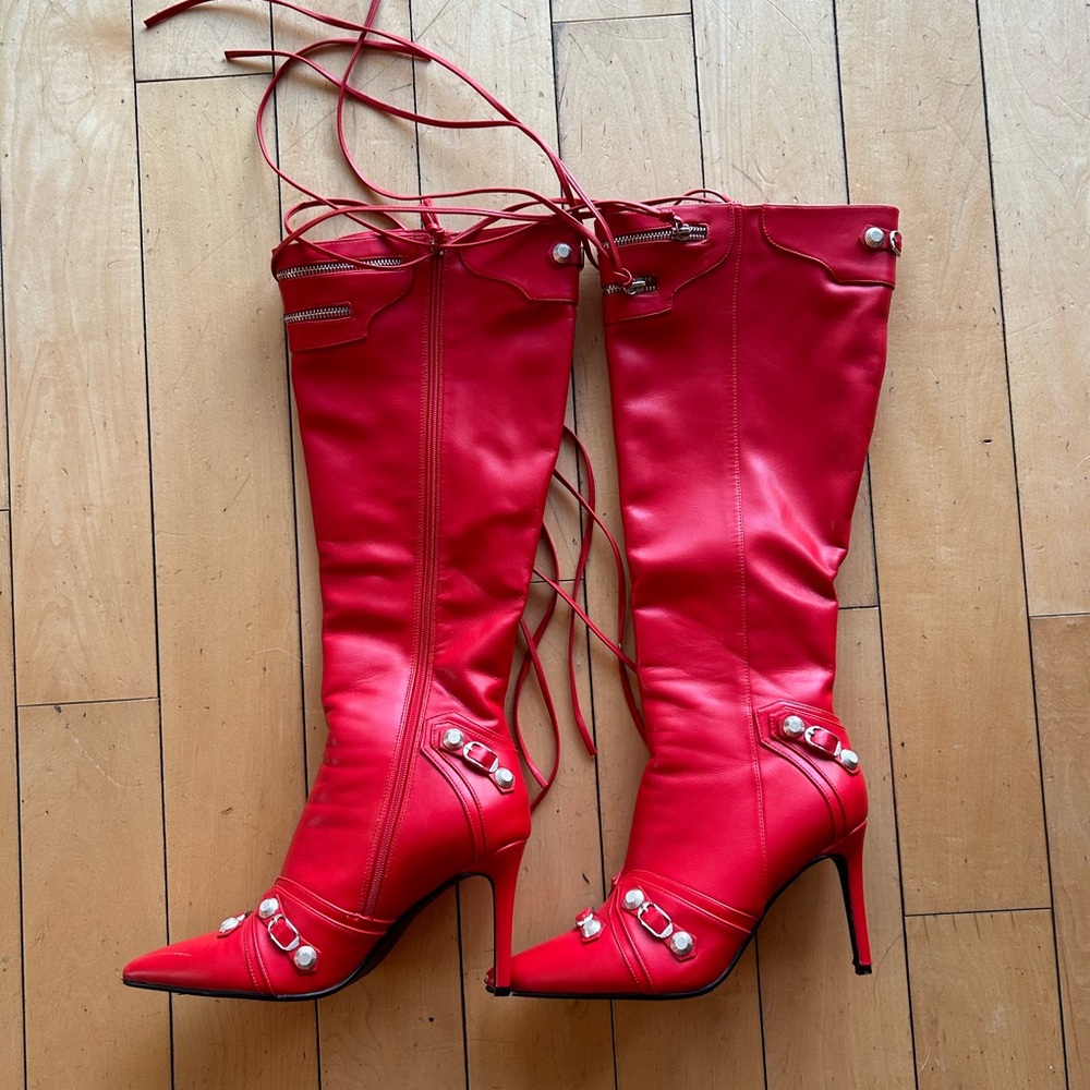 AZALEA WANG AKIRA MAEVE STILETTO BOOT IN RED